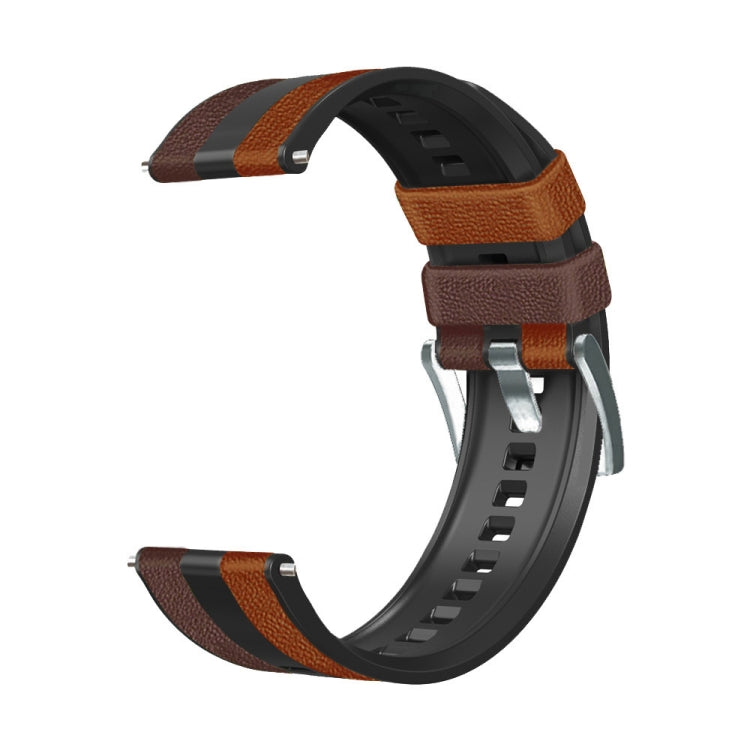 For Huawei Watch GT 3 Pro 22mm Silicone + Leather Tri-color Watch Band(Brown Black) by buy2fix