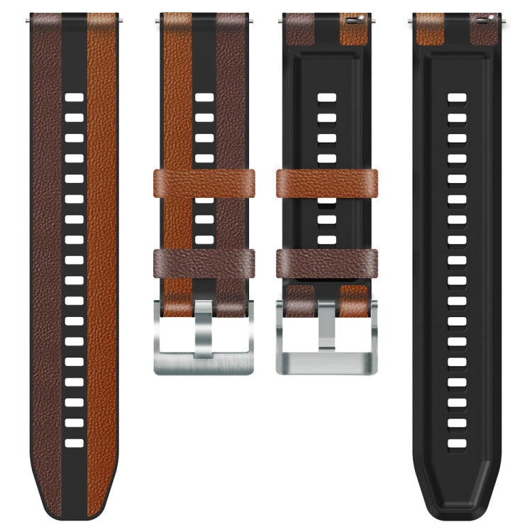 For Huawei Watch GT 3 Pro 22mm Silicone + Leather Tri-color Watch Band(Brown Black) by buy2fix