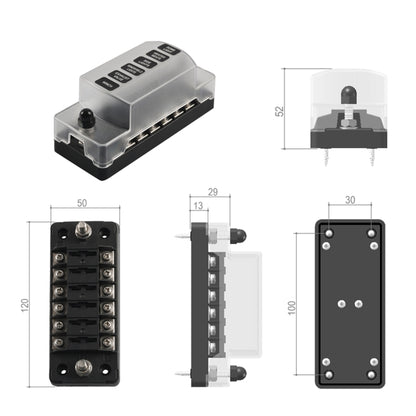 A5602-01 6 Way Fuse Box Blade Fuse Holder with Negative for Auto Car Truck Boat - Fuse by buy2fix | Online Shopping UK | buy2fix