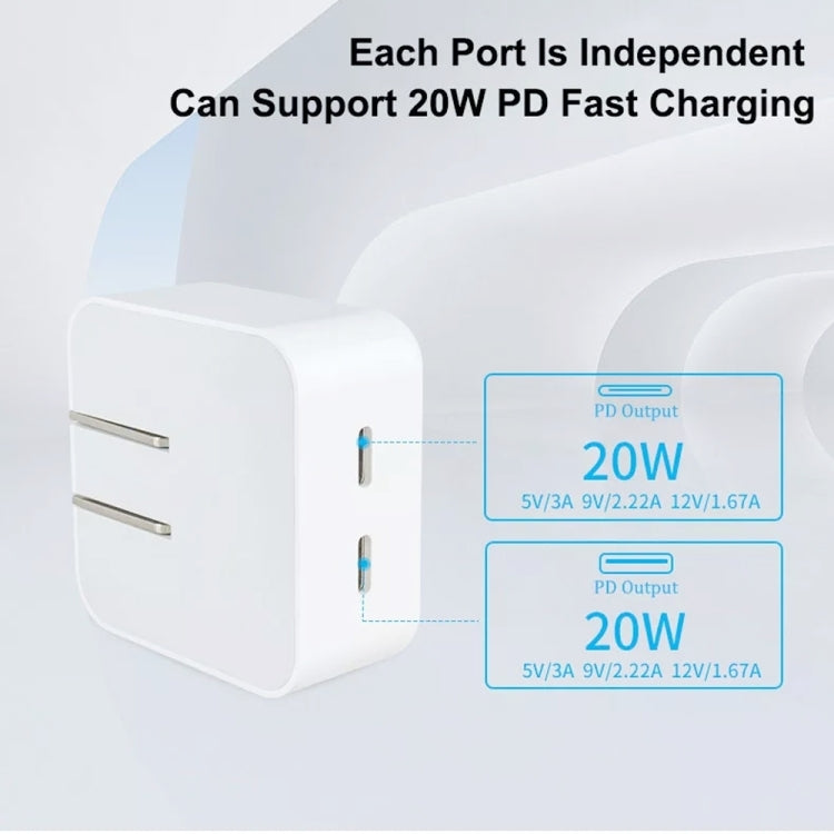 40W Dual PD USB-C / Type-C Charger for iPhone / iPad Series, AU Plug - USB Charger by buy2fix | Online Shopping UK | buy2fix