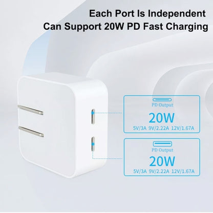 40W Dual PD USB-C / Type-C Charger for iPhone / iPad Series, AU Plug - USB Charger by buy2fix | Online Shopping UK | buy2fix