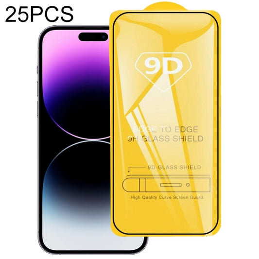 For iPhone 14 Pro Max 25pcs 9D Full Glue Full Screen Tempered Glass Film - iPhone 14 Pro Max Tempered Glass by buy2fix | Online Shopping UK | buy2fix