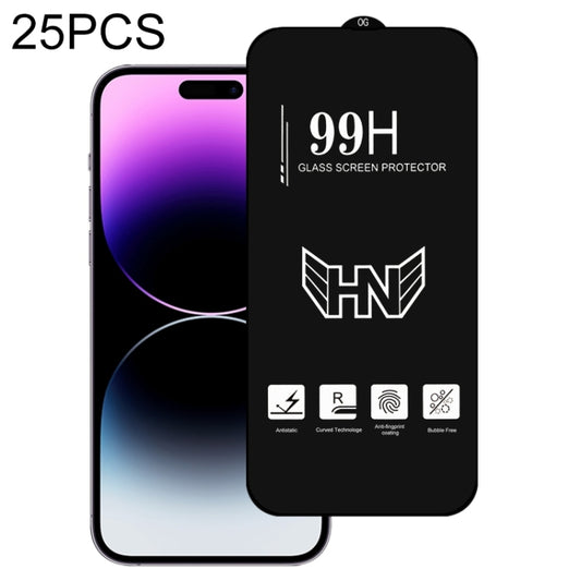 For iPhone 14 Pro 25pcs High Aluminum Large Arc Full Screen Tempered Glass Film - iPhone 14 Pro Tempered Glass by buy2fix | Online Shopping UK | buy2fix