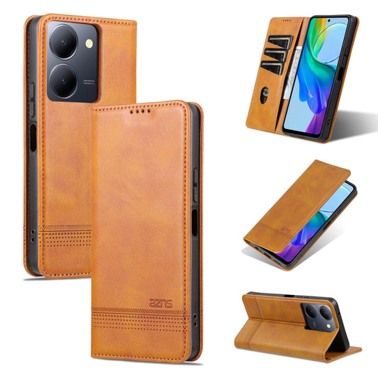 For vivo Y36 Global AZNS Magnetic Calf Texture Leather Phone Case(Light Brown) - vivo Cases by AZNS | Online Shopping UK | buy2fix