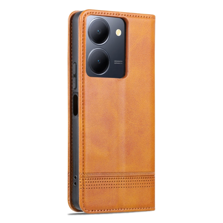 For vivo Y36 Global AZNS Magnetic Calf Texture Leather Phone Case(Light Brown) - vivo Cases by AZNS | Online Shopping UK | buy2fix