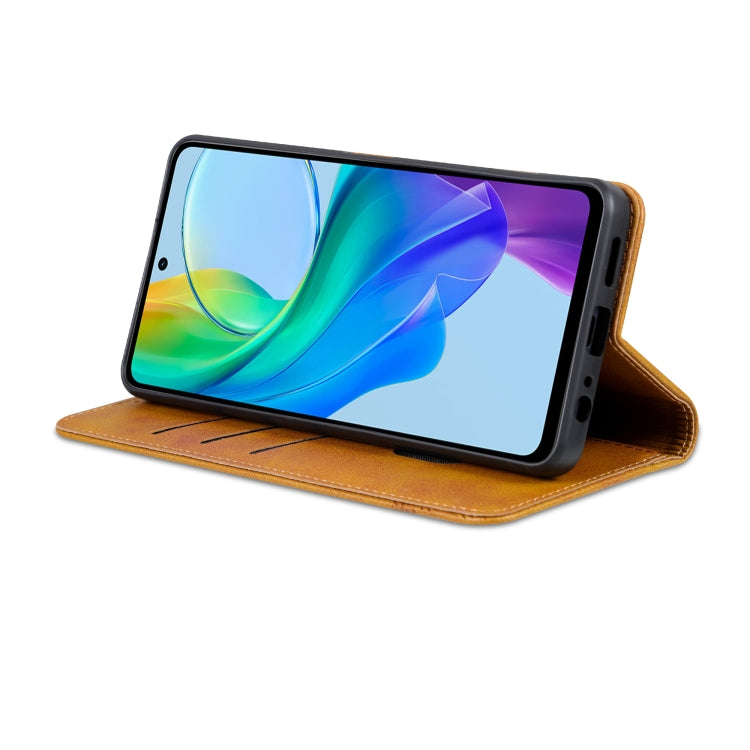 For vivo Y36 Global AZNS Magnetic Calf Texture Leather Phone Case(Light Brown) - vivo Cases by AZNS | Online Shopping UK | buy2fix