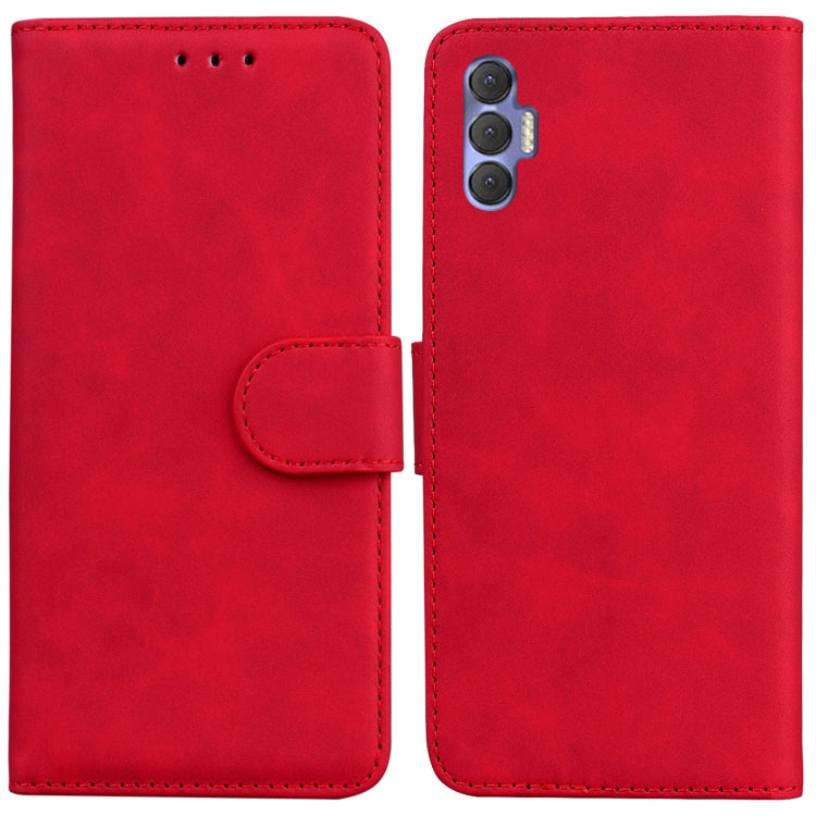 For Tecno Spark 8 Pro Skin Feel Pure Color Flip Leather Phone Case(Red) by buy2fix
