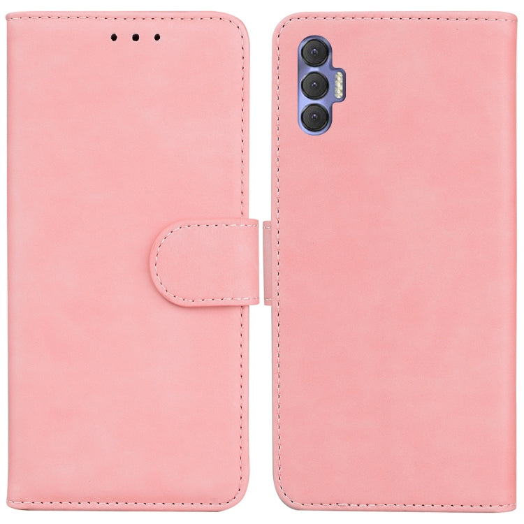 For Tecno Spark 8 Pro Skin Feel Pure Color Flip Leather Phone Case(Pink) by buy2fix
