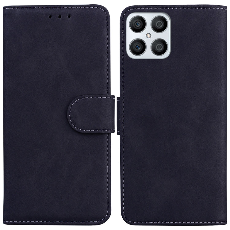 For Honor X8 Skin Feel Pure Color Flip Leather Phone Case(Black) - Honor Cases by buy2fix | Online Shopping UK | buy2fix