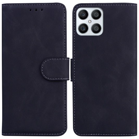 For Honor X8 Skin Feel Pure Color Flip Leather Phone Case(Black) - Honor Cases by buy2fix | Online Shopping UK | buy2fix