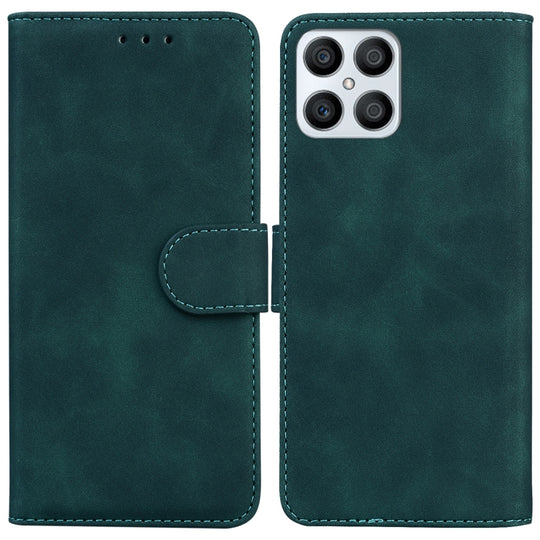 For Honor X8 Skin Feel Pure Color Flip Leather Phone Case(Green)