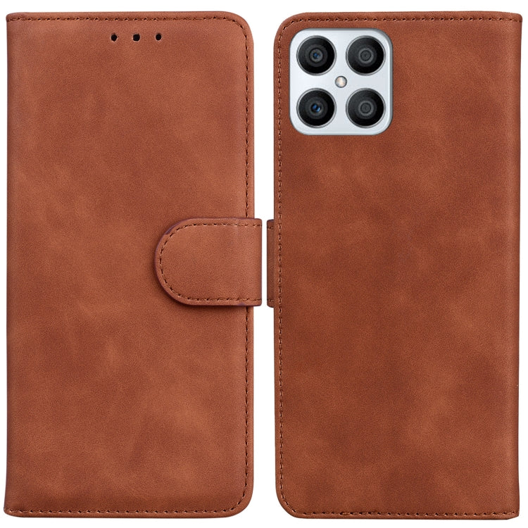 For Honor X8 Skin Feel Pure Color Flip Leather Phone Case(Brown) - Honor Cases by buy2fix | Online Shopping UK | buy2fix