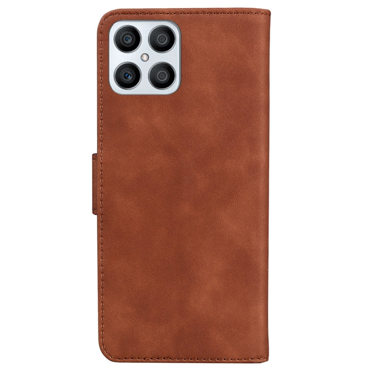 For Honor X8 Skin Feel Pure Color Flip Leather Phone Case(Brown) - Honor Cases by buy2fix | Online Shopping UK | buy2fix