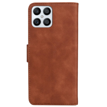 For Honor X8 Skin Feel Pure Color Flip Leather Phone Case(Brown) - Honor Cases by buy2fix | Online Shopping UK | buy2fix