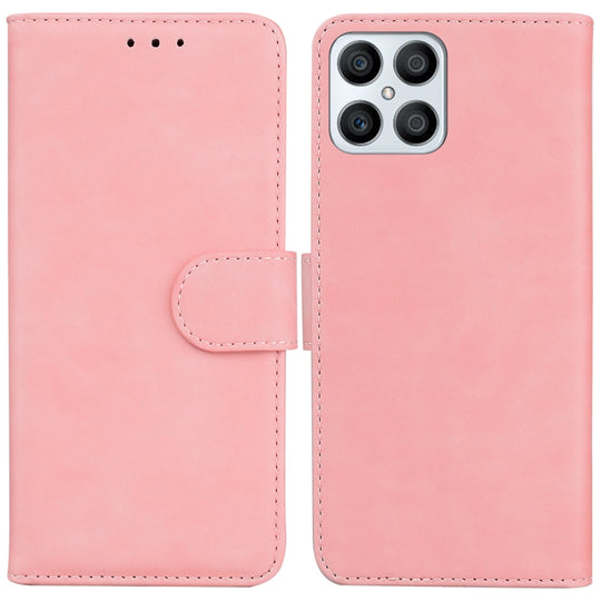 Pour Honor X8 Skin Feel Étui de téléphone en cuir à rabat de couleur pure (rose)
