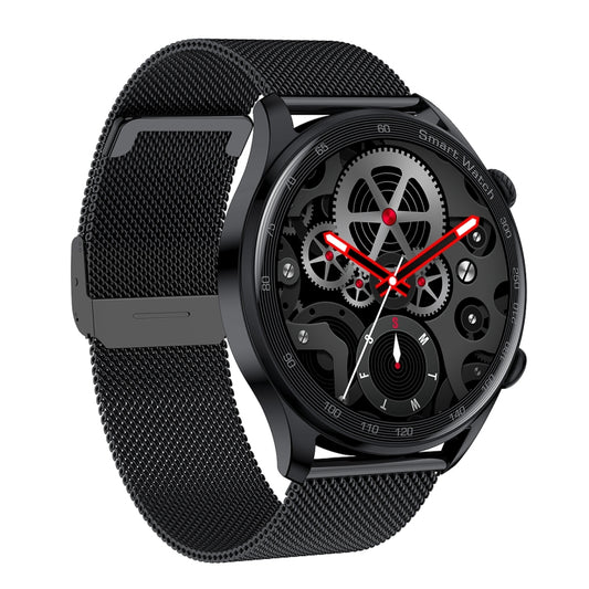 AK32 1.36 inch IPS Touch Screen Smart Watch, Support Bluetooth Calling/Blood Oxygen Monitoring,Style: Steel Watch Band(Black) by buy2fix