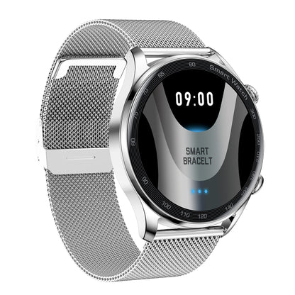 AK32 1.36 inch IPS Touch Screen Smart Watch, Support Bluetooth Calling/Blood Oxygen Monitoring,Style: Steel Watch Band(Silver) - Smart Watches by buy2fix | Online Shopping UK | buy2fix
