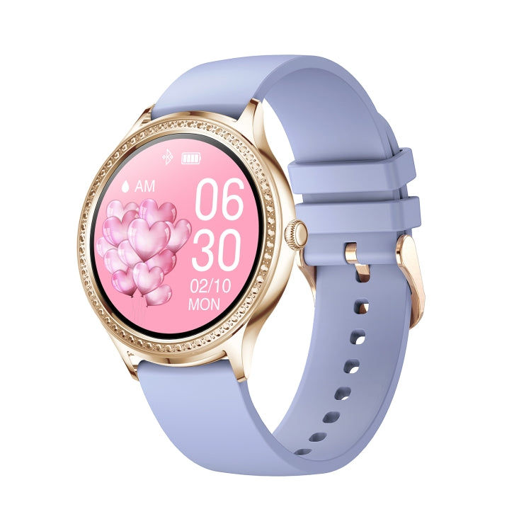 AK35 1.32 inch IPS Color Screen Smart Watch, Support Sleep Monitoring/Blood Oxygen Monitoring(Gold Purple Silicone Watch Band) by buy2fix