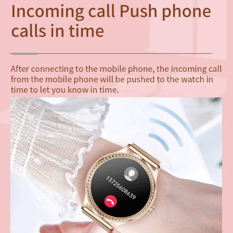 AK35 1.32 inch IPS Color Screen Smart Watch, Support Sleep Monitoring/Blood Oxygen Monitoring(Gold Pink Silicone Watch Band) by buy2fix
