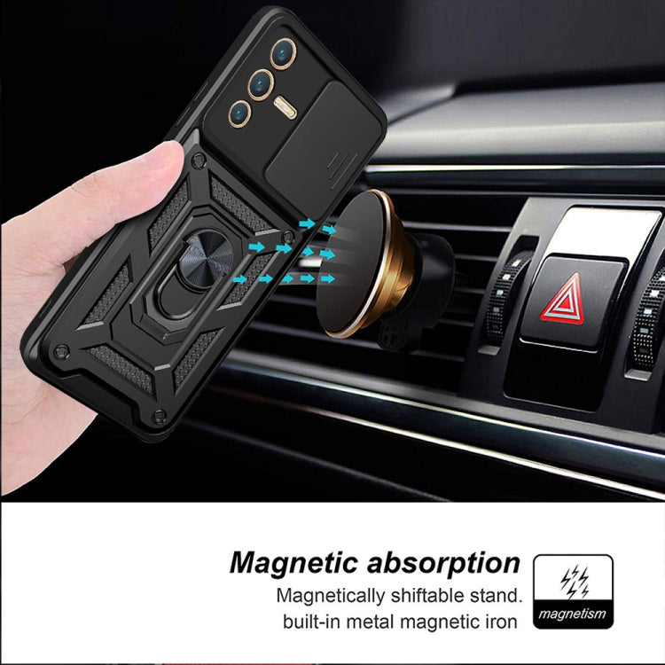 For vivo V23 5G / S12 Sliding Camera Cover Design TPU+PC Phone Case(Black) - vivo Cases by buy2fix | Online Shopping UK | buy2fix