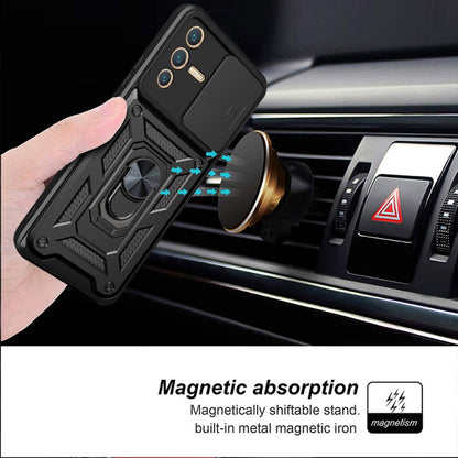 For vivo V23 5G / S12 Sliding Camera Cover Design TPU+PC Phone Case(Black) - vivo Cases by buy2fix | Online Shopping UK | buy2fix