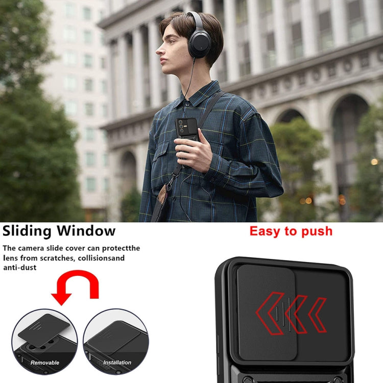 For vivo V23 5G / S12 Sliding Camera Cover Design TPU+PC Phone Case(Black) - vivo Cases by buy2fix | Online Shopping UK | buy2fix