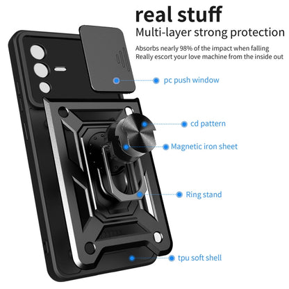 For vivo V23 5G / S12 Sliding Camera Cover Design TPU+PC Phone Case(Black) - vivo Cases by buy2fix | Online Shopping UK | buy2fix