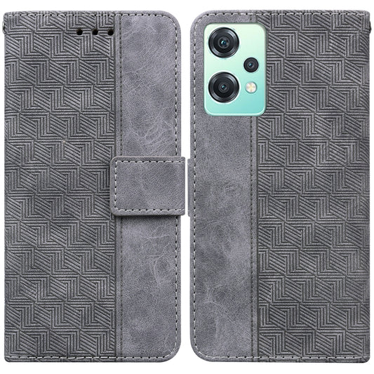 For OnePlus Nord CE 2 Lite 5G Geometric Embossed Leather Phone Case(Grey) - OnePlus Cases by buy2fix | Online Shopping UK | buy2fix