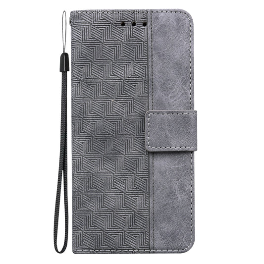 For OnePlus Nord CE 2 Lite 5G Geometric Embossed Leather Phone Case(Grey) - OnePlus Cases by buy2fix | Online Shopping UK | buy2fix