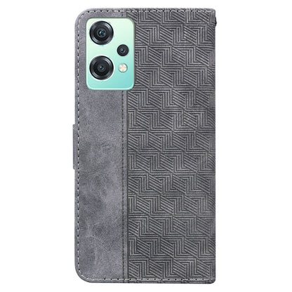 For OnePlus Nord CE 2 Lite 5G Geometric Embossed Leather Phone Case(Grey) - OnePlus Cases by buy2fix | Online Shopping UK | buy2fix