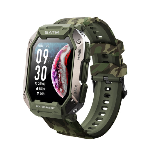 C20 1.71 inch TFT HD Screen Smart Watch, Support Heart Rate Monitoring/Blood Oxygen Monitoring(Green Camouflage) by buy2fix