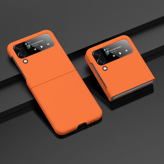 Pour Samsung Galaxy Z Flip4 Étui de téléphone à injection de carburant à grand trou PC Skin Feel (Orange flamboyant)