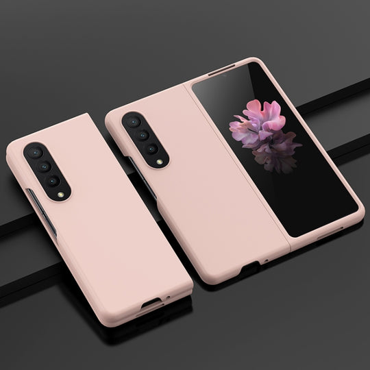For Samsung Galaxy Z Fold4 Big Hole Fuel Injection PC Skin Feel Phone Case(Pink)