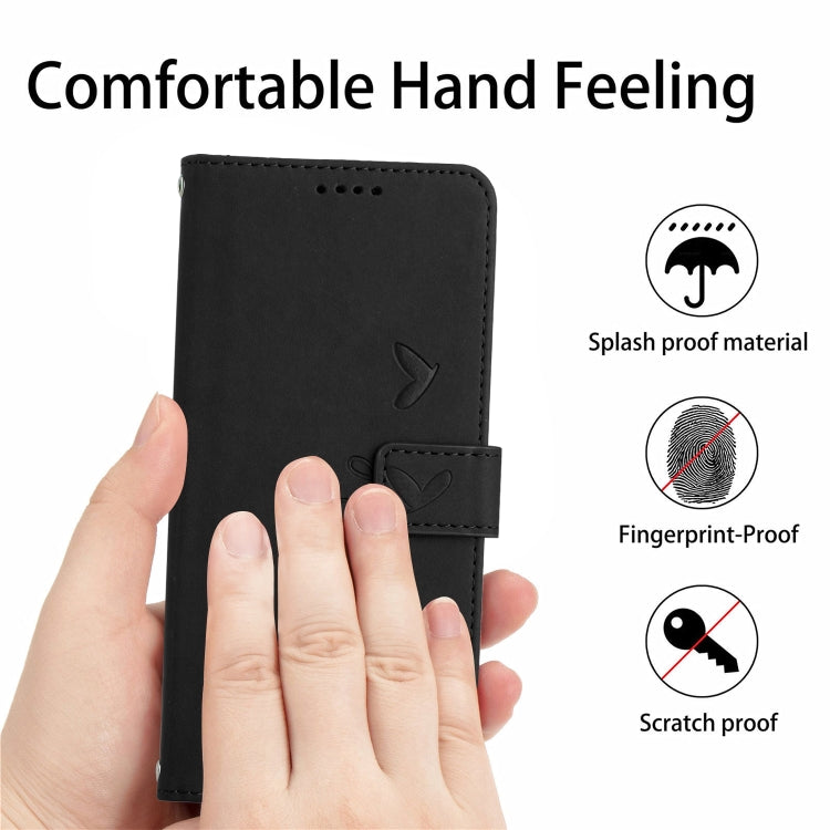 For Tecno Spark 8 Pro Skin Feel Heart Pattern Leather Phone Case(Black) by buy2fix