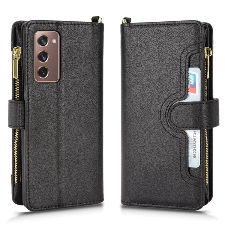 For Samsung Galaxy Z Fold2 5G Litchi Texture Zipper Leather Phone Case(Black) - Galaxy Phone Cases by buy2fix | Online Shopping UK | buy2fix