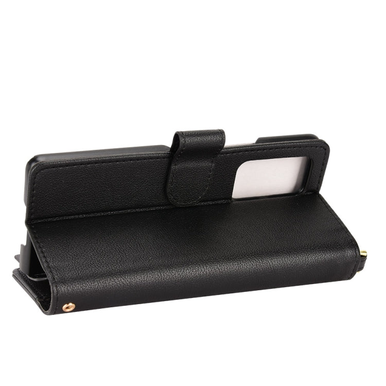 For Samsung Galaxy Z Fold2 5G Litchi Texture Zipper Leather Phone Case(Black) - Galaxy Phone Cases by buy2fix | Online Shopping UK | buy2fix