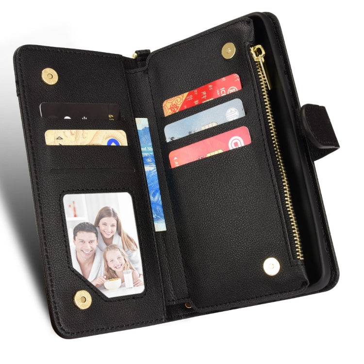 For Samsung Galaxy Z Fold2 5G Litchi Texture Zipper Leather Phone Case(Black) - Galaxy Phone Cases by buy2fix | Online Shopping UK | buy2fix