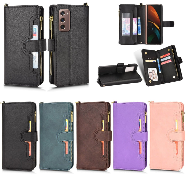 For Samsung Galaxy Z Fold2 5G Litchi Texture Zipper Leather Phone Case(Black) - Galaxy Phone Cases by buy2fix | Online Shopping UK | buy2fix
