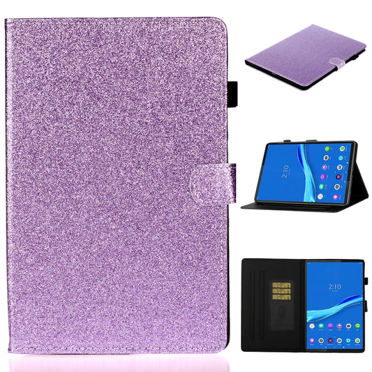 For Lenovo Tab M10 Plus 10.6 3rd Gen 2022 Varnish Glitter Powder Smart Leather Tablet Case(Purple) - Lenovo by buy2fix | Online Shopping UK | buy2fix