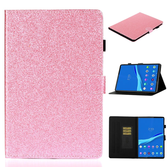 For Lenovo Tab M10 3rd Gen Varnish Glitter Powder Smart Leather Tablet Case(Pink) - Lenovo by buy2fix | Online Shopping UK | buy2fix