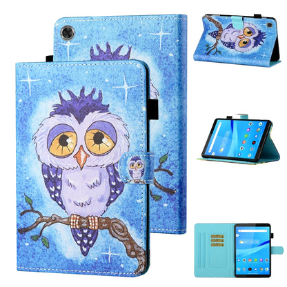 For Lenovo Tab M10 3rd Gen Coloured Drawing Stitching Smart Leather Tablet Case(Blue Owl) - Lenovo by buy2fix | Online Shopping UK | buy2fix