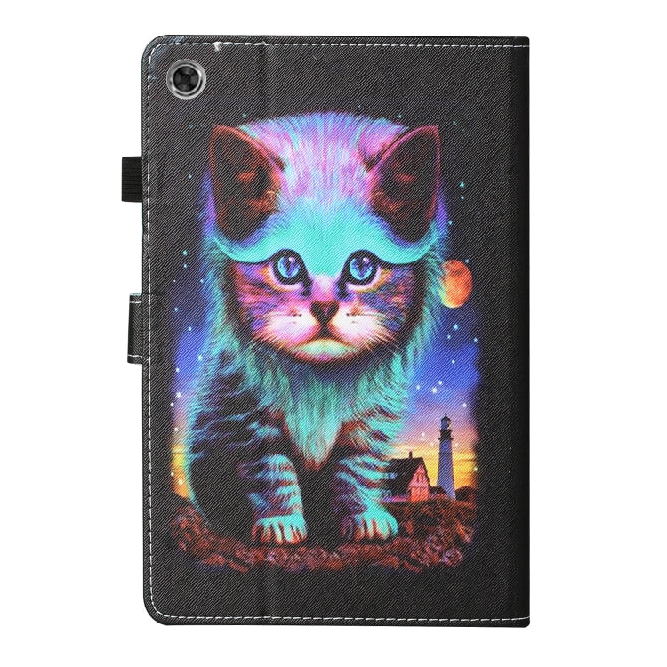 For Lenovo Tab M10 3rd Gen Coloured Drawing Stitching Smart Leather Tablet Case(Night Cat) - Lenovo by buy2fix | Online Shopping UK | buy2fix