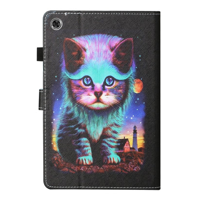 For Lenovo Tab M10 3rd Gen Coloured Drawing Stitching Smart Leather Tablet Case(Night Cat) - Lenovo by buy2fix | Online Shopping UK | buy2fix