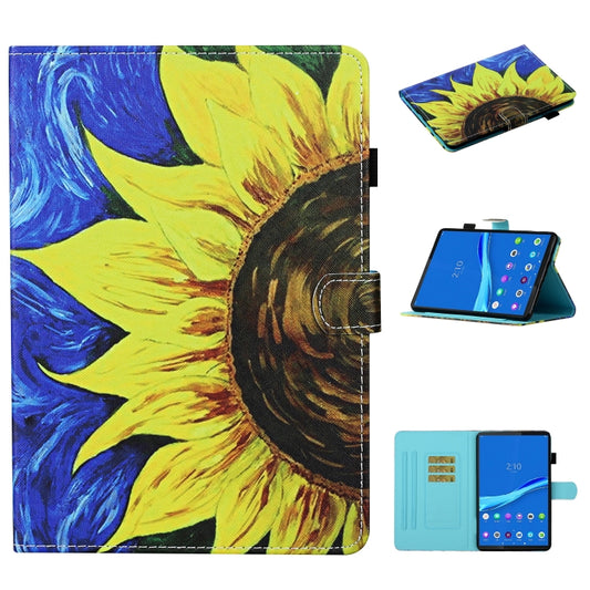 For Lenovo Tab M10 3rd Gen Coloured Drawing Stitching Smart Leather Tablet Case(Sunflower) - Lenovo by buy2fix | Online Shopping UK | buy2fix
