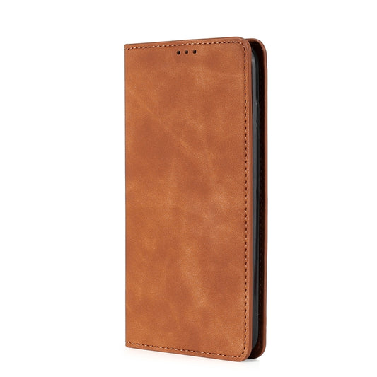 For OPPO Reno6 5G Skin Feel Magnetic Horizontal Flip Leather Phone Case(Light Brown) by buy2fix
