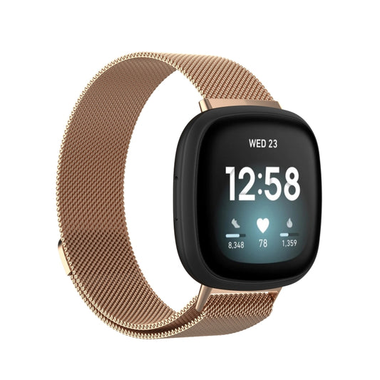 For Fitbit  Versa 4 / 3  Milanese Magnetic Metal Weave Watchband, Large Size(Rose Gold) - Watch Bands by buy2fix | Online Shopping UK | buy2fix