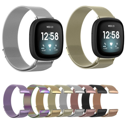For Fitbit  Versa 4 / 3  Milanese Magnetic Metal Weave Watchband, Large Size(Rose Gold) - Watch Bands by buy2fix | Online Shopping UK | buy2fix