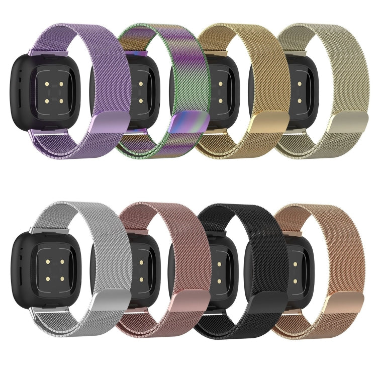For Fitbit  Versa 4 / 3  Milanese Magnetic Metal Weave Watchband, Large Size(Rose Gold) - Watch Bands by buy2fix | Online Shopping UK | buy2fix
