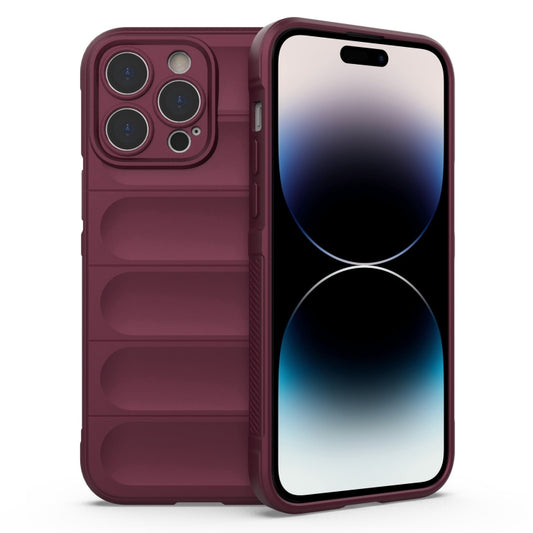 For iPhone 14 Pro Max Magic Shield TPU + Flannel Phone Case (Wine Red) - iPhone 14 Pro Max Cases by buy2fix | Online Shopping UK | buy2fix