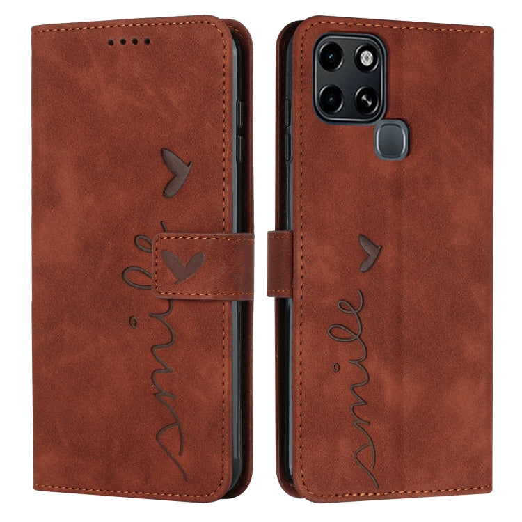 For Infinix Smart 6 Skin Feel Heart Pattern Leather Phone Case(Brown) - Infinix Cases by buy2fix | Online Shopping UK | buy2fix